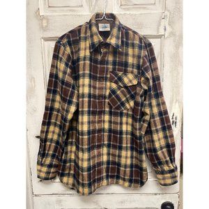 Vintage Saturdays Wool Blend Flannel Style Shirt with Elbow Pads Medium